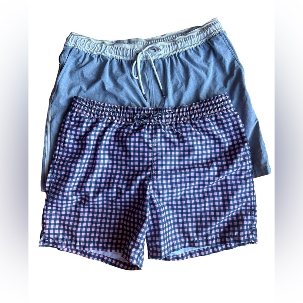 Men’s Goodfellow Swimsuit Trunks Bundle Size Large Pink/ Grey Check & Grey White